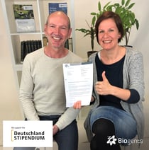 As former biology students of the University of Regensburg our co-founder & member of management board Dr. Martin Geier and our HR manager Dr. Ulla Gordon are pleased about the "Deutschlandstipendium" scholarship grant from the company Biogents.